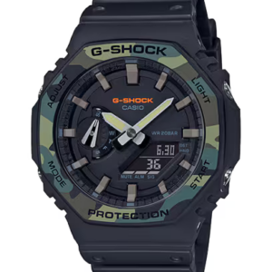 Montre G-Shock noire et motif camouflage